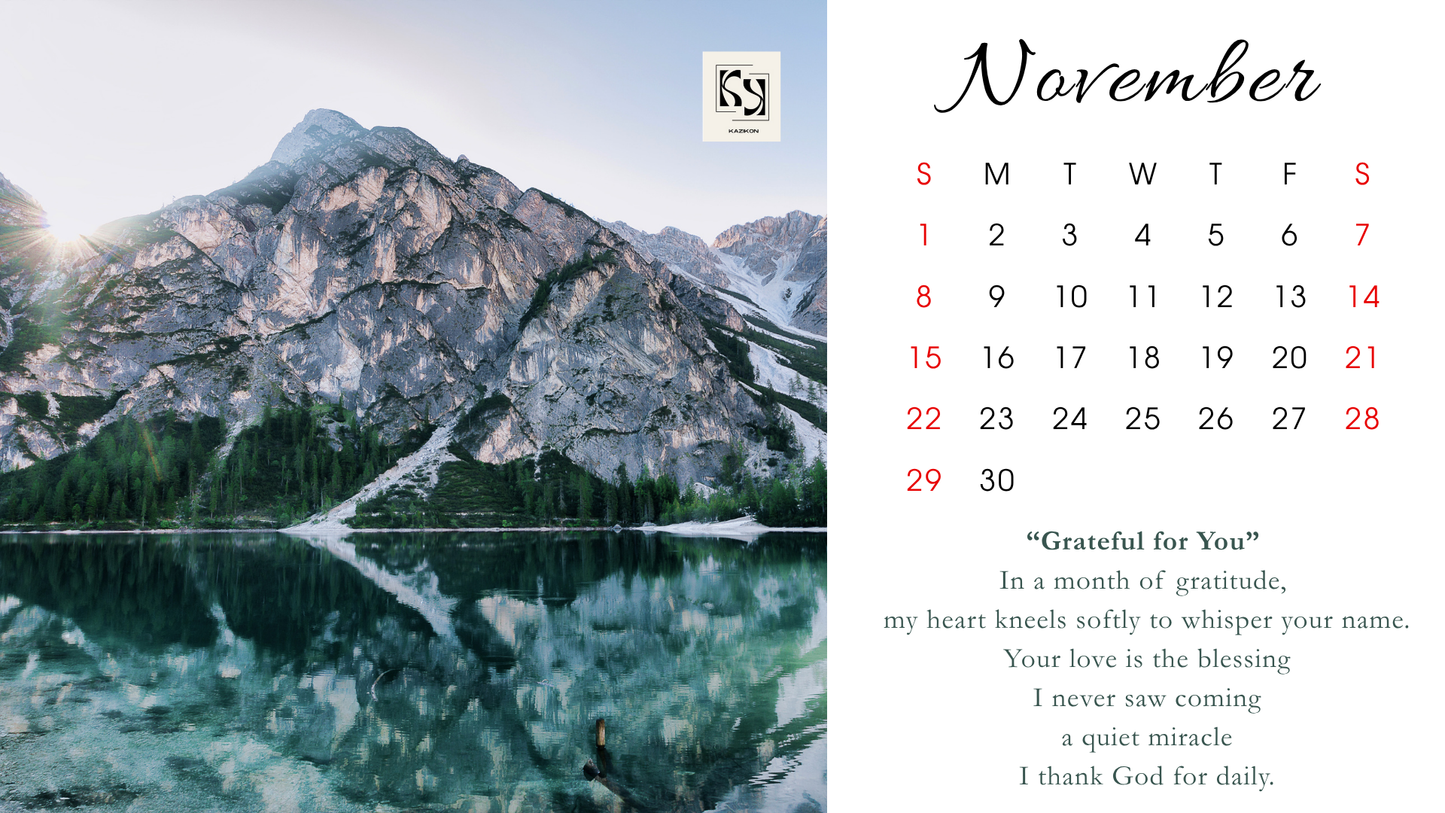 "Days of Grace" 2026 Monthly Calendar
