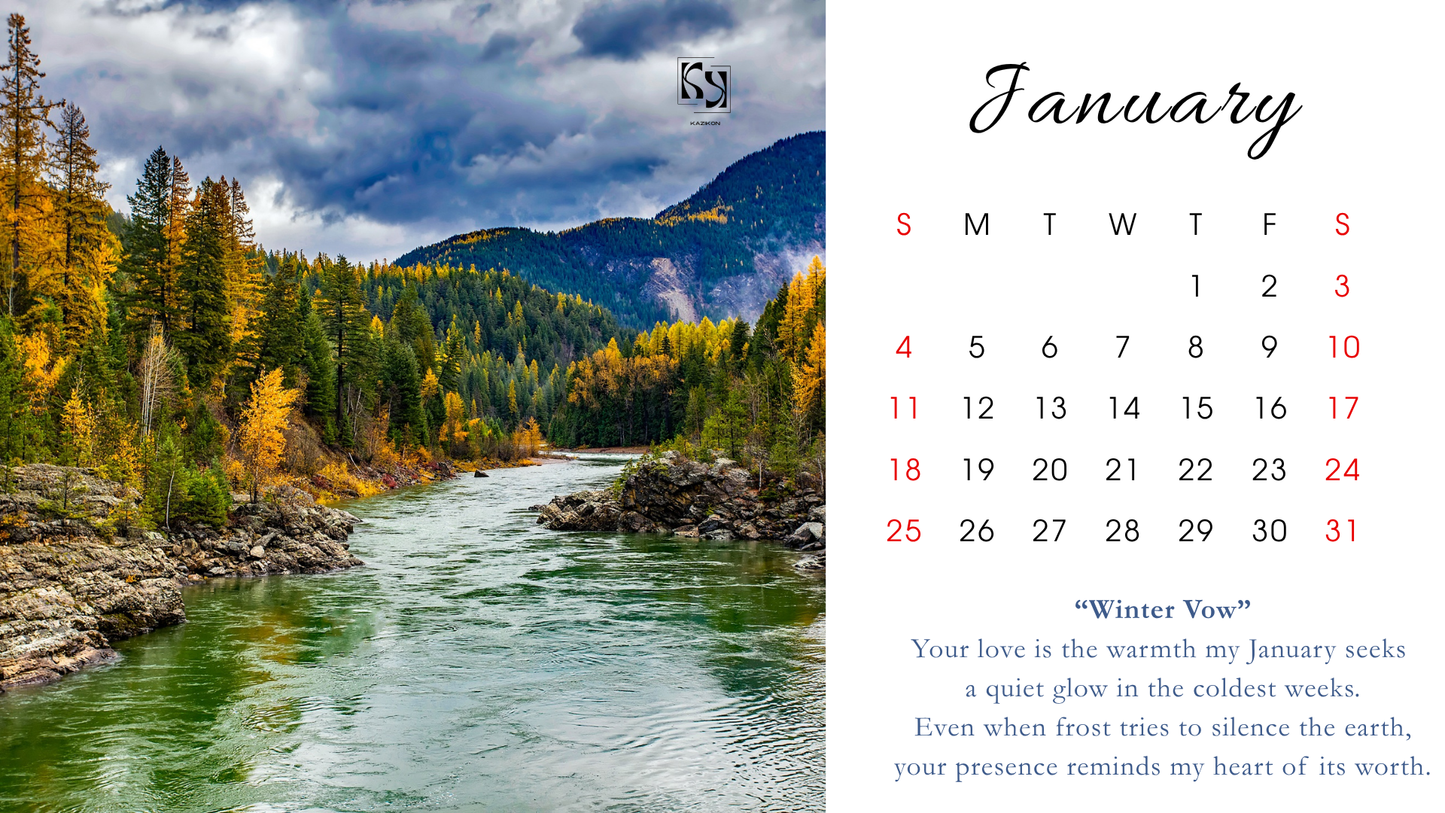 "Days of Grace" 2026 Monthly Calendar