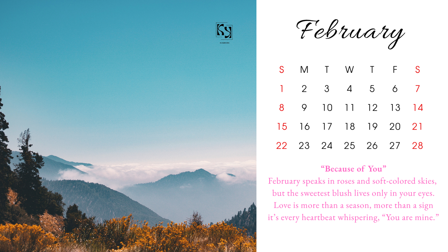 "Days of Grace" 2026 Monthly Calendar