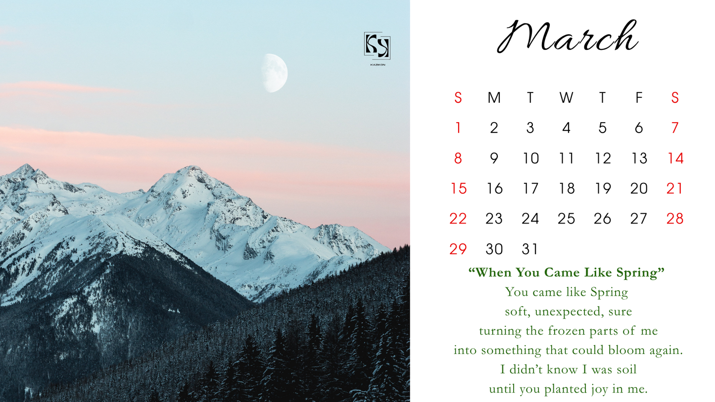 "Days of Grace" 2026 Monthly Calendar