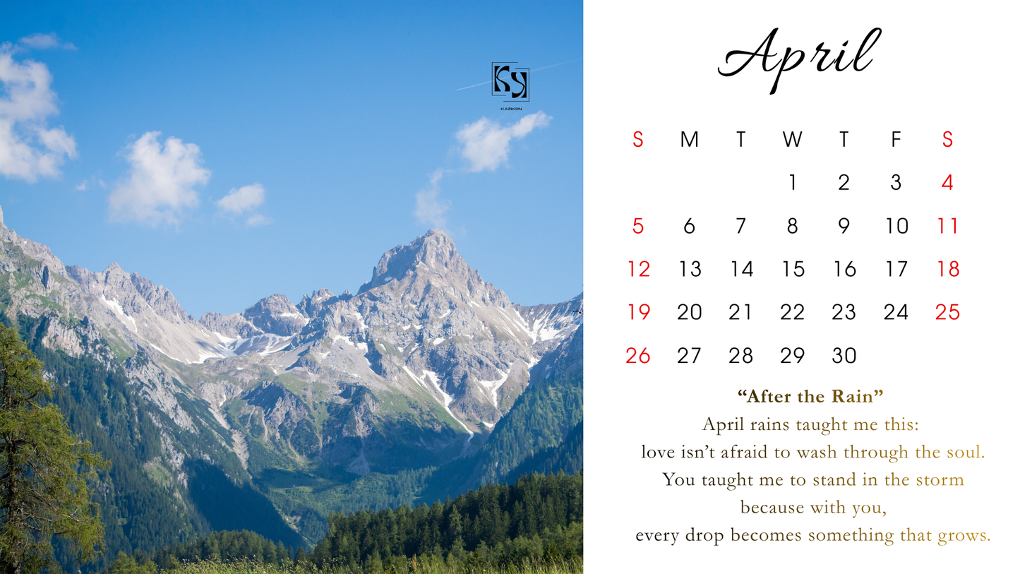 "Days of Grace" 2026 Monthly Calendar